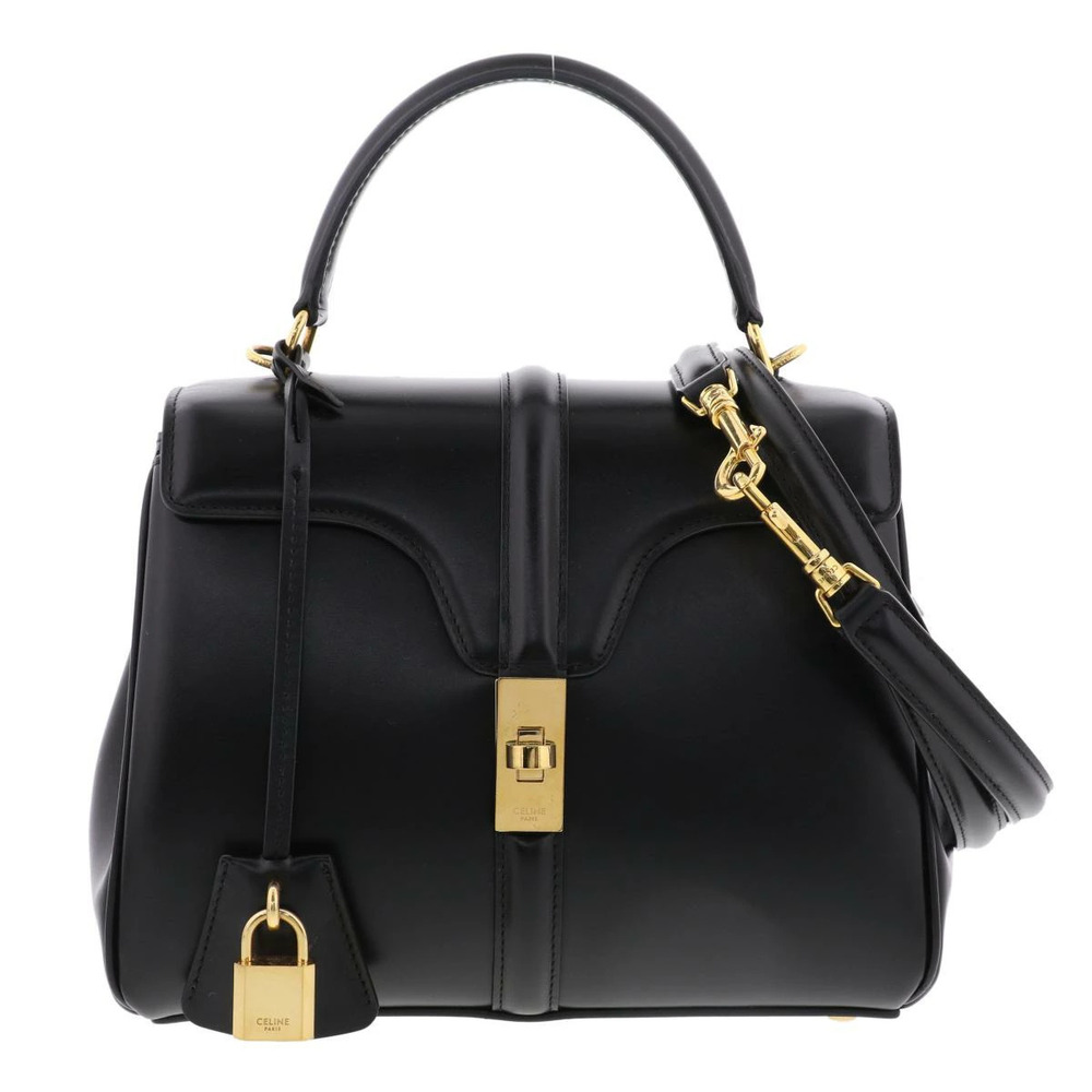 CELINE Seize Handbag Black Shoulder Bag calf leather
